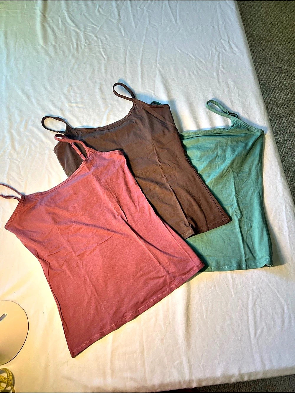 NWT PACT Everyday Shelf Bra Camisole Set of 3 Pink Brown Green Size LG